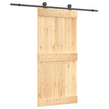 Sliding Door Natural and Black 95 x 210 cm Solid Pine Wood