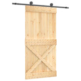 Sliding Door Natural and Black 100 x 210 cm Solid Pine Wood