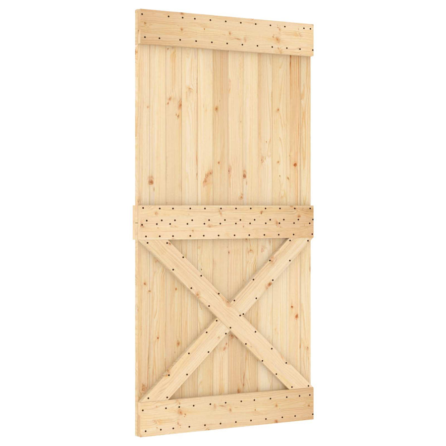 Sliding Door 100 x 210 cm Solid Pine Wood (Untreated)