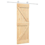 Sliding Door Natural and White 70 x 210 cm Solid Pine Wood - Front View