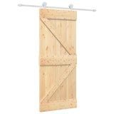 Sliding Door Natural and White 85 x 210 cm Solid Pine Wood