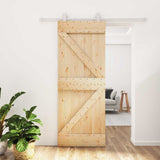 Sliding Door Natural and White 80 x 210 cm Solid Pine Wood