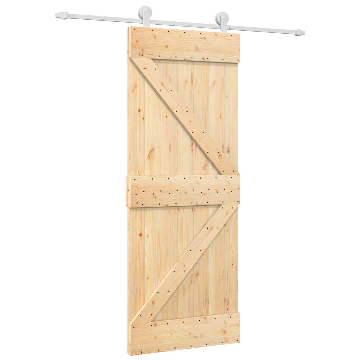 Sliding Door Natural and White 80 x 210 cm Solid Pine Wood