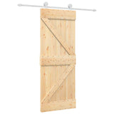 Sliding Door Natural and White 80 x 210 cm Solid Pine Wood - Front View