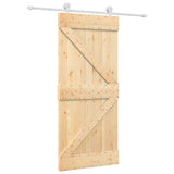 Sliding Door Natural and White 90 x 210 cm Solid Pine Wood