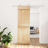 Sliding Door Natural and White 70 x 210 cm Solid Pine Wood