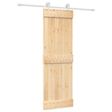 Sliding Door Natural and White 70 x 210 cm Solid Pine Wood - Front View