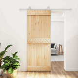 Sliding Door Natural and White 80 x 210 cm Solid Pine Wood