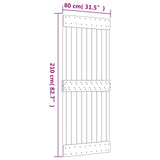 Sliding Door Natural and White 80 x 210 cm Solid Pine Wood