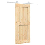 Sliding Door Natural and White 85 x 210 cm Solid Pine Wood - Front View