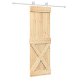 Sliding Door Natural and White 70 x 210 cm Solid Pine Wood