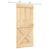Sliding Door Natural and White 90 x 210 cm Solid Pine Wood