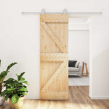 Sliding Door Natural and White 70 x 210 cm Solid Pine Wood