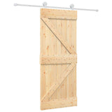 Sliding Door Natural and White 85 x 210 cm Solid Pine Wood