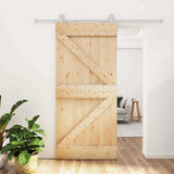 Sliding Door Natural and White 95 x 210 cm Solid Pine Wood