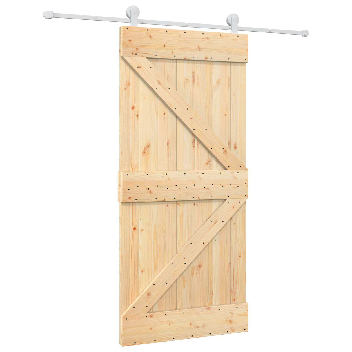 Sliding Door Natural and White 95 x 210 cm Solid Pine Wood