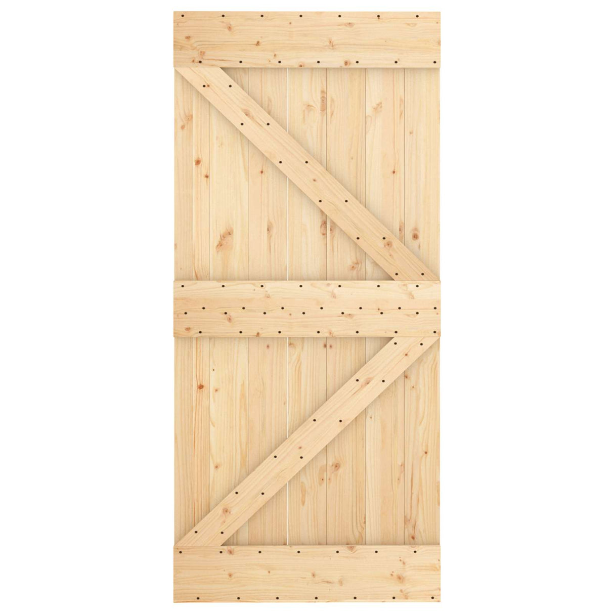 Sliding Door Natural and White 95 x 210 cm Solid Pine Wood