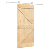 Sliding Door Natural and White 90 x 210 cm Solid Pine Wood