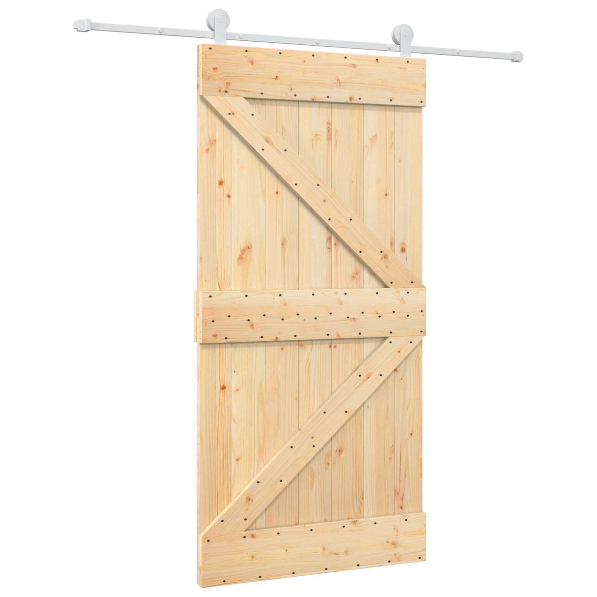 Sliding Door Natural and White 100 x 210 cm Solid Pine Wood