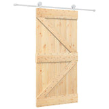 Sliding Door Natural and White 100 x 210 cm Solid Pine Wood