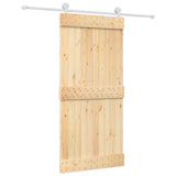 Sliding Door Natural and White 95 x 210 cm Solid Pine Wood - Front View