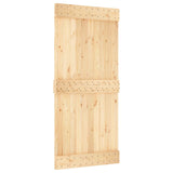 Sliding Door Natural and White 95 x 210 cm Solid Pine Wood - Side View