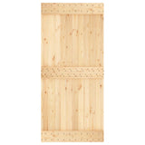Sliding Door Natural and White 95 x 210 cm Solid Pine Wood - Top-Down View