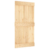 Sliding Door Natural and White 100 x 210 cm Solid Pine Wood - Side View