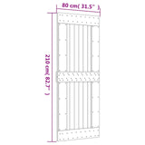 Sliding Door Natural and White 80 x 210 cm Solid Pine Wood