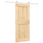Sliding Door Natural and White 85 x 210 cm Solid Pine Wood