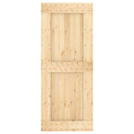 Sliding Door Natural and White 85 x 210 cm Solid Pine Wood