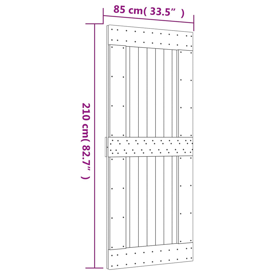 Sliding Door Natural and White 85 x 210 cm Solid Pine Wood
