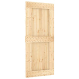 Sliding Door Natural and White 90 x 210 cm Solid Pine Wood - Side View