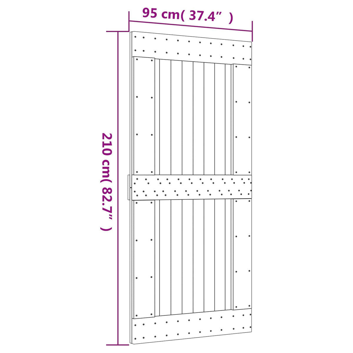Sliding Door Natural and White 95 x 210 cm Solid Pine Wood
