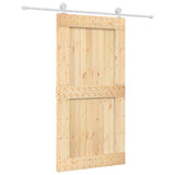 Sliding Door Natural and White Solid Pine Wood (Untreated) - Front View