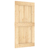 Sliding Door Natural and White Solid Pine Wood (Untreated) - Side View