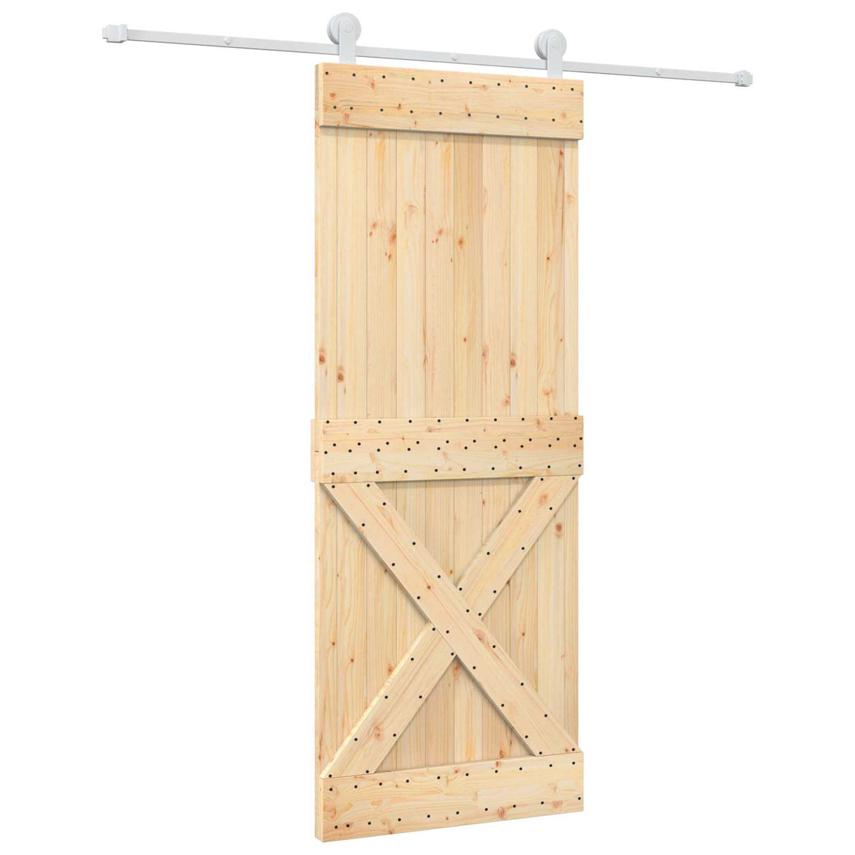 Sliding Door Natural and White 80 x 210 cm Solid Pine Wood