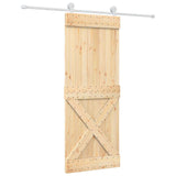 Sliding Door Natural and White 80 x 210 cm Solid Pine Wood