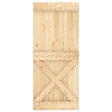 Sliding Door Natural and White 90 x 210 cm Solid Pine Wood - Top-Down View