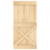 Sliding Door Natural and White 100 x 210 cm Solid Pine Wood - Top-Down View