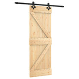 Sliding Door Natural and Black 70 x 210 cm Solid Pine Wood
