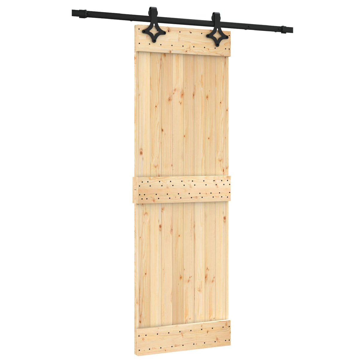 Sliding Door Natural and Black 70 x 210 cm Solid Pine Wood