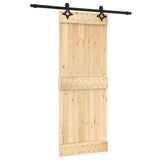 Sliding Door Natural and Black 80 x 210 cm Solid Pine Wood