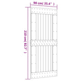 Sliding Door Natural and Black Solid Pine Wood (Untreated)
