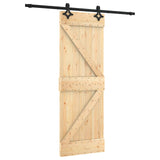 Sliding Door Natural and Black 70 x 210 cm Solid Pine Wood