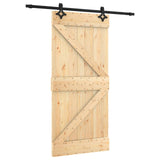 Sliding Door Natural and Black 95 x 210 cm Solid Pine Wood