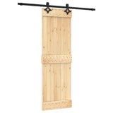 Sliding Door Natural and Black 70 x 210 cm Solid Pine Wood