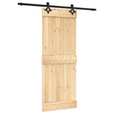 Sliding Door Natural and Black 80 x 210 cm Solid Pine Wood