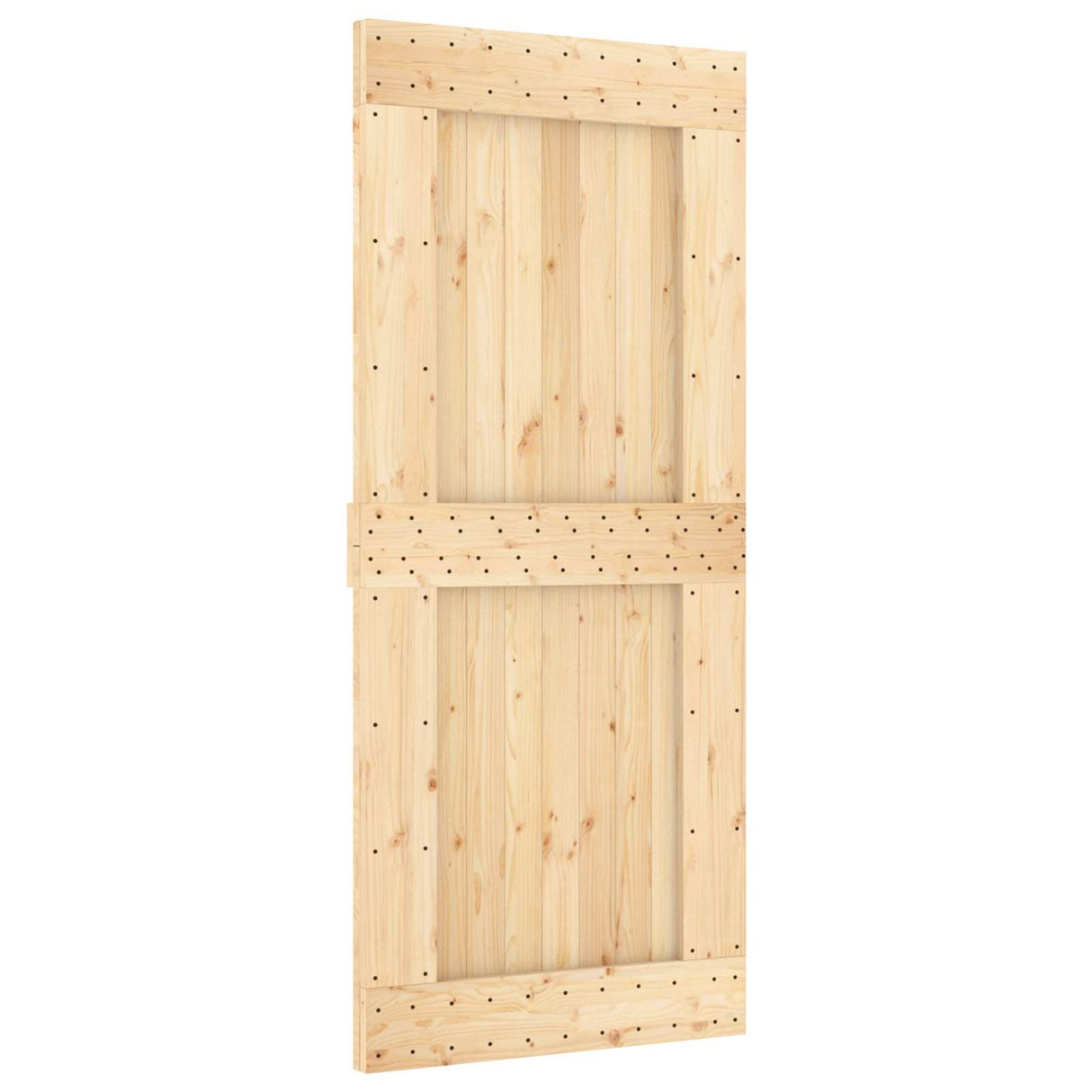 Sliding Door Natural and Black 90 x 210 cm Solid Pine Wood