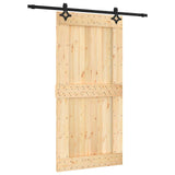Sliding Door Natural and Black 100 x 210 cm Solid Pine Wood